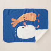 Couverture Sherpa Cute sushi riz crevettes amis dessin animé (Devant (Horizontal))