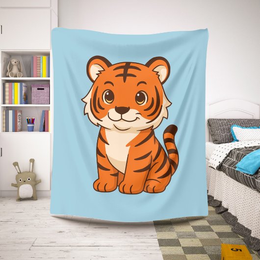Couverture Sherpa Cute Tiger Cub on Blue