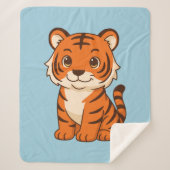Couverture Sherpa Cute Tiger Cub on Blue (Devant)