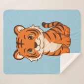 Couverture Sherpa Cute Tiger Cub on Blue (Devant (Horizontal))