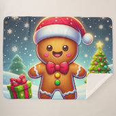 Couverture Sherpa Cute Whimsical Noël/homme en pain d'épices d'hiver (Devant (Horizontal))