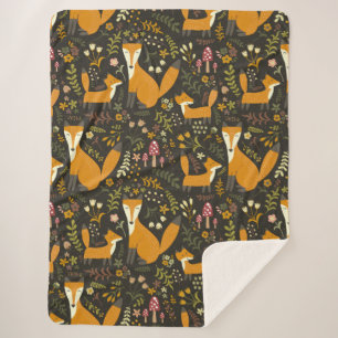 Couverture Sherpa Cute Woodland Fox Motif chambre ou crèche