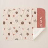 Couverture Sherpa Cute Woodland Hérisson et Motif de champignons (Devant (Horizontal))