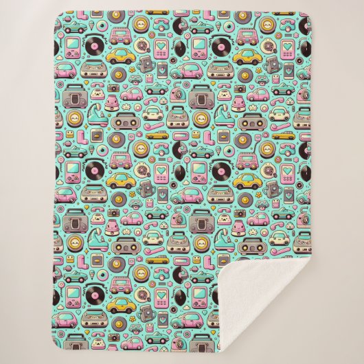 Couverture Sherpa Cuties rétro : Pastel Whimsical (Devant)