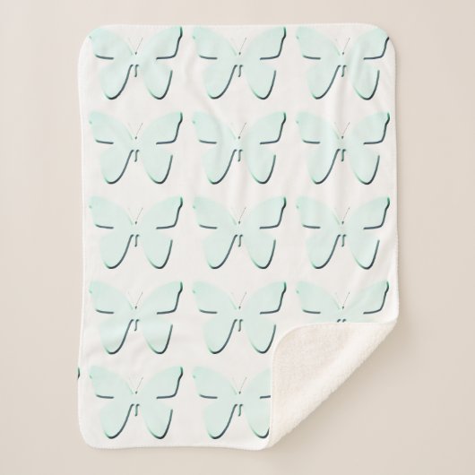 Couverture Sherpa Cyan Butterflies Sherpa Blanket (Devant)