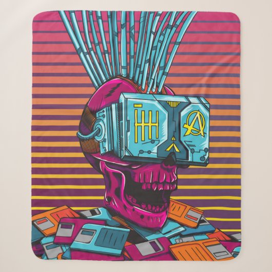 Couverture Sherpa Cyber Skull Virtual Reality Cyberpunk disquette (Devant)