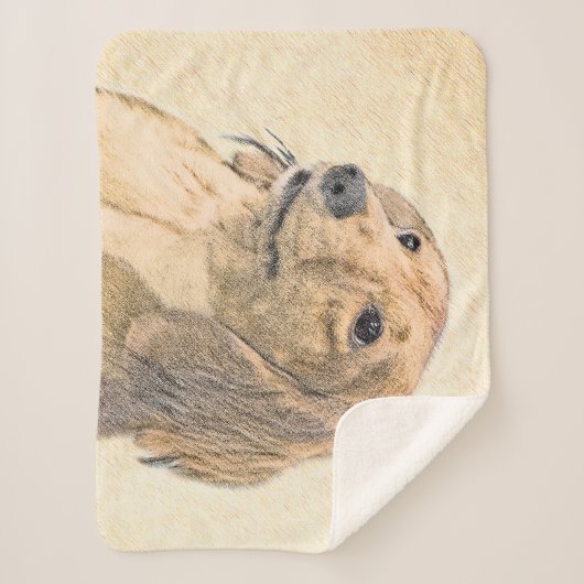 Couverture Sherpa Dachshund (Longhaerien) Peinture - Art Chien origi (Devant)