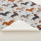 Couverture Sherpa Dachshund Paws et Bones Gris Motif (3/4)