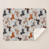 Couverture Sherpa Dachshund Paws et Bones Gris Motif (Devant (Horizontal))