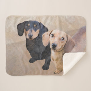 Couverture Sherpa Dachshund (Smooth) Peinture - Art Chien original