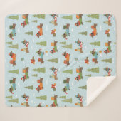 Couverture Sherpa Dachshunds festifs dans le Motif de neige (Devant (Horizontal))