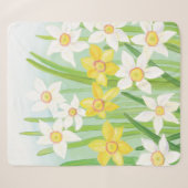Couverture Sherpa Daffodiques à ressort blanc et jaune (Devant (Horizontal))