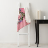 Couverture Sherpa Dahlia rose Fleurs Vintages (En situation)