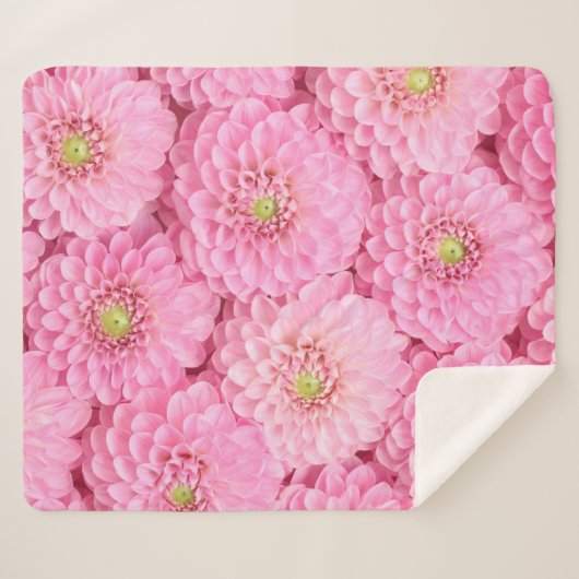 Couverture Sherpa Dahlia rose : vue supérieure des fleurs (Devant (Horizontal))