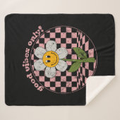 Couverture Sherpa Daisy rétro des années 70 | Good Vibes uniquement (Devant (Horizontal))