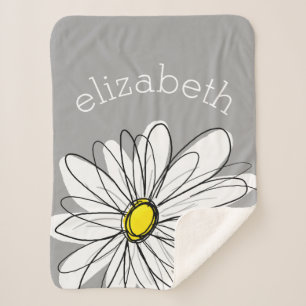 Couverture Sherpa Daisy tendance avec gris et jaune