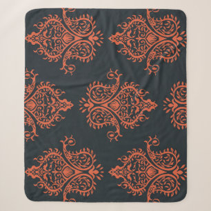 Couverture Sherpa Damas orientales : motif vintage méditerranéen.