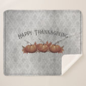 Couverture Sherpa Damask, Citrouille de Thanksgiving | Gris (Devant (Horizontal))