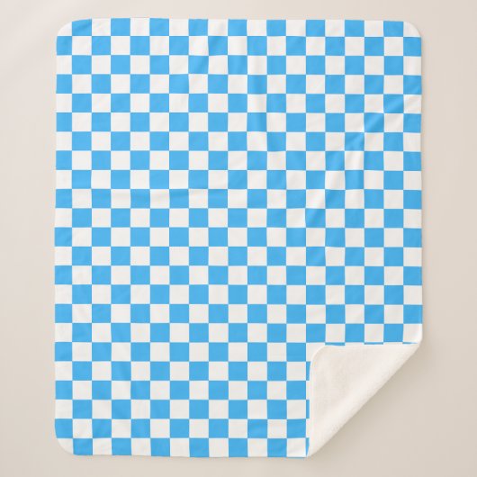 Couverture Sherpa Damier bleu clair classique (Devant)