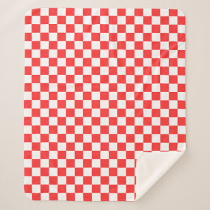 Couverture Sherpa Damier rouge visuel classique