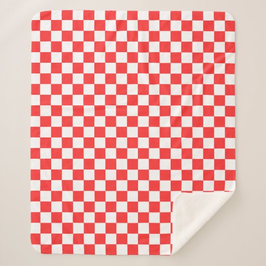 Couverture Sherpa Damier rouge visuel classique (Devant)