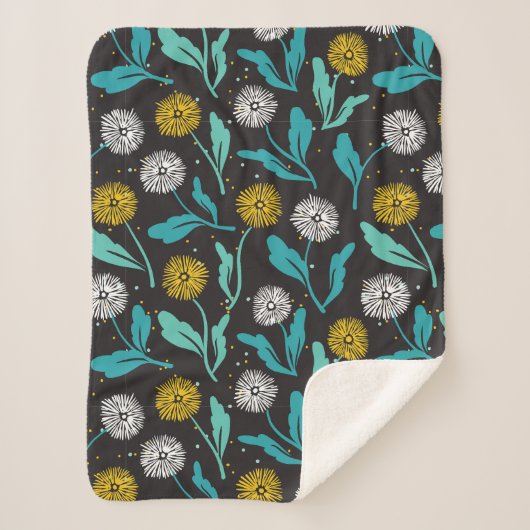 Couverture Sherpa Dandelion de printemps Fleurs et design Feuille (Devant)
