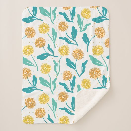 Couverture Sherpa Dandelion jaune motif floral - Inspiré par la natu (Devant)