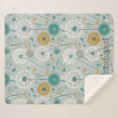 Couverture Sherpa Dandelion Whimsical - Jaune, Blanc & Turquoise (Devant (Horizontal))