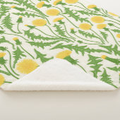 Couverture Sherpa Dandelions, vert, jaune et blanc (3/4)
