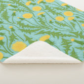 Couverture Sherpa Dandelions, vert, jaune et bleu (3/4)