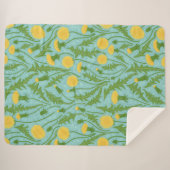 Couverture Sherpa Dandelions, vert, jaune et bleu (Devant (Horizontal))