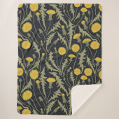 Couverture Sherpa Dandelions, vert, jaune et noir (Devant)