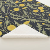 Couverture Sherpa Dandelions, vert, jaune et noir (3/4)
