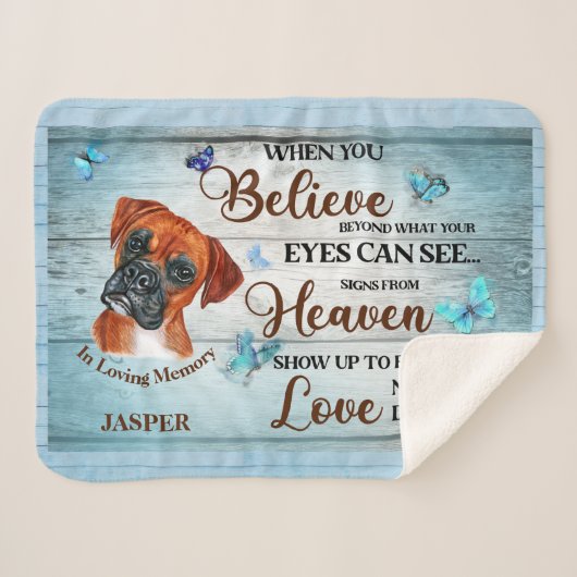 Couverture Sherpa Dans l'amour Mémoire Chien mémoriaux Souvenir Boxe (Devant (Horizontal))