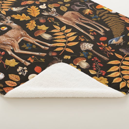 Couverture Sherpa Dans les bois / Cerf d'automne sur noir (3/4)