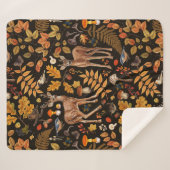 Couverture Sherpa Dans les bois / Cerf d'automne sur noir (Devant (Horizontal))