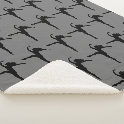 Couverture Sherpa Danse de ballet de filles Silhouette gris noir (3/4)