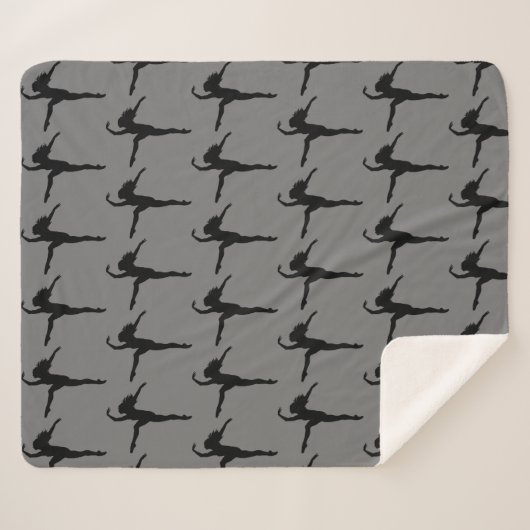 Couverture Sherpa Danse de ballet de filles Silhouette gris noir (Devant (Horizontal))
