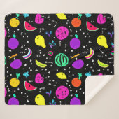 Couverture Sherpa Danse énergique de fruits néons (Devant (Horizontal))