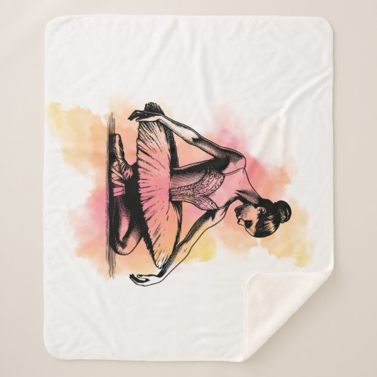 Couverture Sherpa Danseuse de ballet dansant en couleur (Devant)