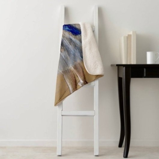 Couverture Sherpa Danseuse de Dega avec ruban bleu