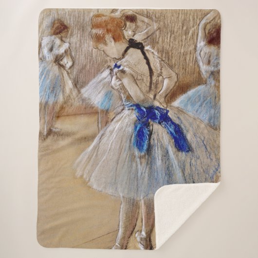 Couverture Sherpa Danseuse de Dega avec ruban bleu (Devant)