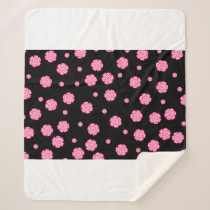 Couverture Sherpa Dark background bright stylized pink flowers. abst