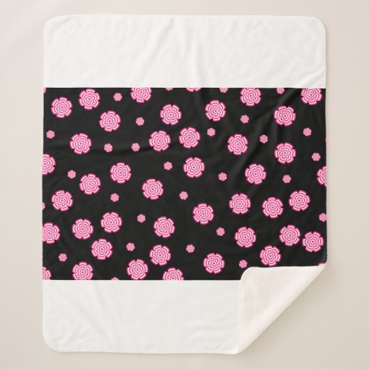 Couverture Sherpa Dark background bright stylized pink flowers. abst (Devant)