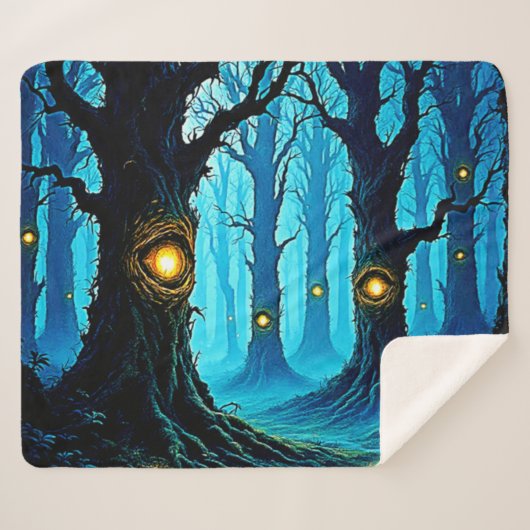 Couverture Sherpa Dark Fantasy Eyeball Forest Design (Devant (Horizontal))