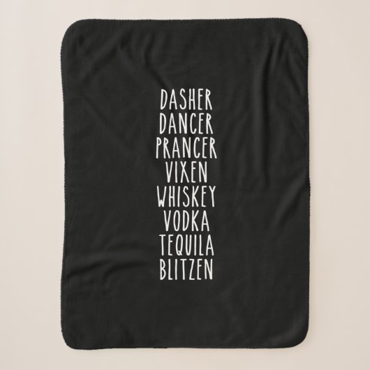 Couverture Sherpa Dasher Dancer Prancer Vixen Whiskey Vodka (Devant)
