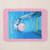 Couverture Sherpa Dauphin mignon, bulle de gomme, nom et message (Devant (Horizontal))