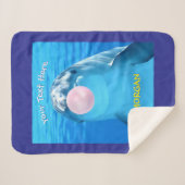 Couverture Sherpa Dauphin mignon, bulle de gomme, nom/message bleu (Devant (Horizontal))