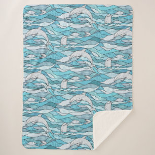 Couverture Sherpa Dauphins de verre tendu de l'océan bleu