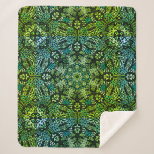 Couverture Sherpa De Beaux Verts Et Blues Mandala